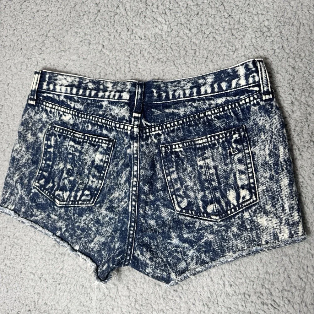 Rag & Bone Jean Shorts Cutoff In Blue Acid Wash Size 27 Jean Denim Boyfriend Hot